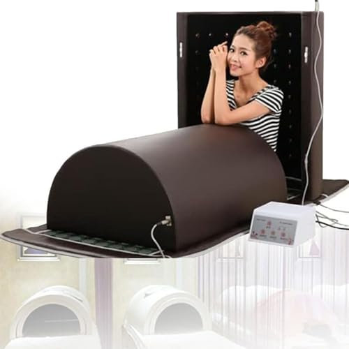 Far Infrared Sauna Dome, 360 Degree Complete Coverage Single Infrared Person Sauna with Therapeutic Stones Heated Mat, Zero Emf Saunas, Infrared Saunas for Home Spa, Body Care,Brown