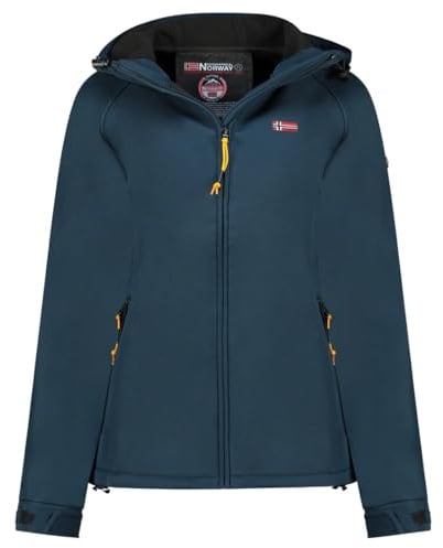 Geographical Norway Tamilalorama Lady - Giacca softshell con cappuccio da donna, impermeabile, antivento, resistente, attività all'aperto, escursionismo, sci, autunno, inverno, primavera (marina M
