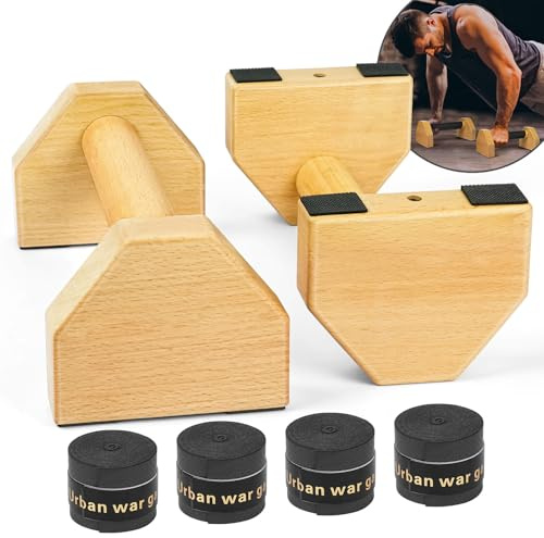 BUTBU Parallettstänger, Push up-stativ i trä, push-up stänger i trä, bärbar push-up-utrustning för gymnastik, fitnessträning, aerobics, bodybuilding