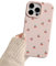 Reownest Case for iPhone 16 Pro Max, Cute Cherry Pattern Design Soft Slim TPU Cover with Raised Camera Protection Stylish Aesthetic Phone Case for Girls & Women – Pink