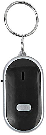Voice Control Key Chain Whistle Activated Key Finder with High Brightness Light for Wallet Car Pet Bag Suitcase (Black)