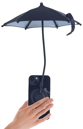 NTidea Magnetic Phone Umbrella for Sun with Universal Adjustable Ring Stand, Cellphone Holder with Outdoor Anti-Reflective Magnetic Umbrella Sun Shade for iPhone 16 15 14 Pro Max, Black