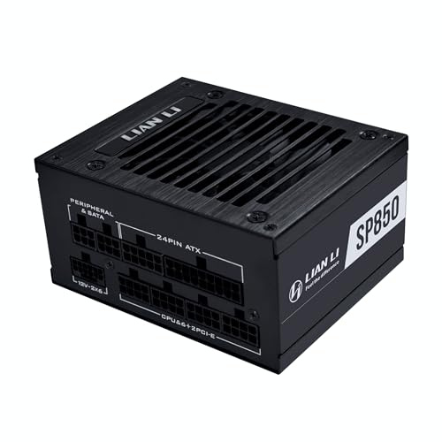 Lian Li SP850 Gold SP850G.B Bloc d'alimentation SFX 850 W avec câble natif 12 V-2 x 6 - Faible bruit - Efficacité 80 Plus Gold - Conforme aux normes ATX 3.1 et PCIe 5.0 - Ventilateur FDB de 92 mm - 10