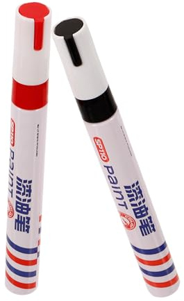 Veemoon Stylo pour Pierre Tombale Étanche en Plastique Rouge et Noir, Kit de 2pcs Forte Couvrance pour Rénovation Monumentale