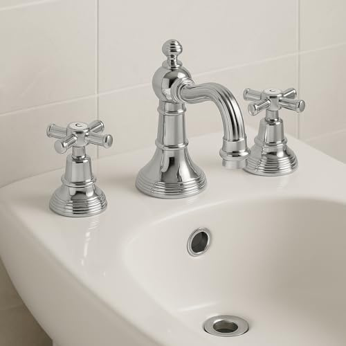 Rubinetto Bidet 3 Fori, Made in Italy – Rubinetteria Tuscany Classica Bagno Stile Retrò, Finitura Cromo Lucido, Rubinetto Bagno Elegante e Resistente (Rubinetto Bidet 3 Fori, Cromo)