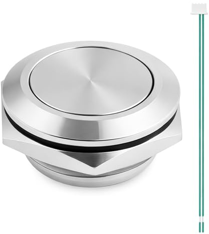 Ultraflacher Edelstahl Taster 12v,12v Schalter Button,Mini Taster,Drucktaster,Druckschalter,Rostfrei,IP65 Wasserdicht,Einbau Durchmesser ø 19 mm für AußEn und Innenbereich Einbauschalter Startknopf