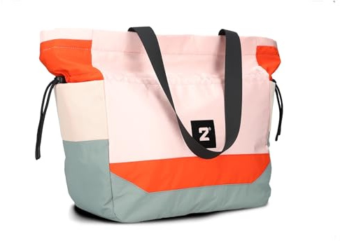 Zwei Damen Shopper Tasche BONNY BO200 große Nylon Schultertasche 19 Liter, leichte Tote Bag, Handtasche mit Reißverschluss, wasserabweisend, viele Fächer, Schlüsselband, vegan