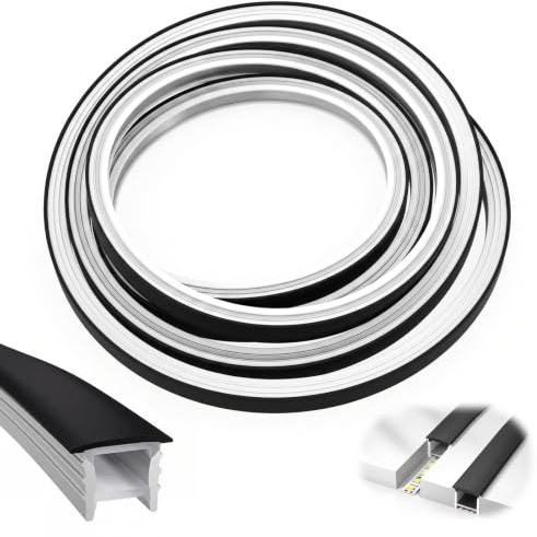 PPAAtrigeminal Silikon LED Profil flexibel, 12x12mm LED Profil Schwarz(5M) | LED Schiene für Akustikpaneele-Beleuchtung, ,IP65 Wasserdicht LED Kanal Diffusor,für Decke,Schrank,Bar,Akustikpaneele