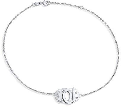 Bling Jewelry Handschellen-Verschluss Hotwire Fußkettchen Glücksbringer Fußkettchen Glieder Fußkettchen für Frauen .925 Sterling Silber Verstellbar 9 bis 10 Zoll mit Verlängerung