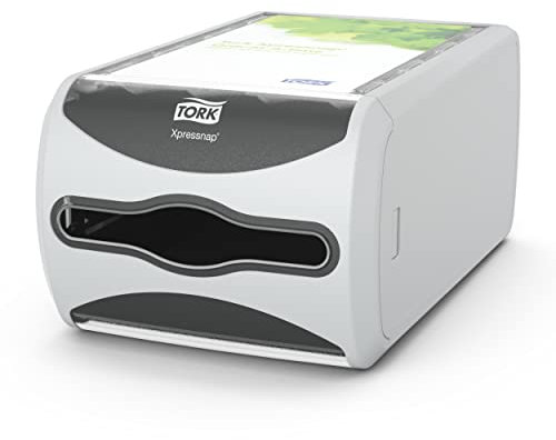 Tork 272513 Dispenser da banco Xpressnap per tovaglioli intercalati, sistema N4, 14,5 cm x 19,1 cm x 30,7 cm (altez. x largh. x profon.), grigio
