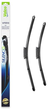 VALEO Silencio Tergicristalli VF810 Kit di Spazzole tergicristallo originali Flat Blade ad Alte Prestazioni, Maggior Visibilità su Strada 550mm/475mm Anteriore Confezione da 2 577810
