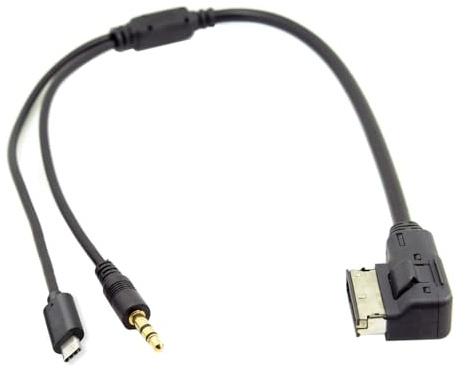 JSER Xiwai Media in AMI MDI zu Stereo 3,5 mm Audio & USB-C Aux Adapterkabel für Auto VW Audi 2014 A4 A6 Q5 Q7