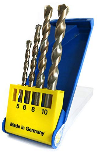 S&R Punte da trapano Muro, Muratura, Pietra, Cemento. Set 4 pz: 5x85, 6x100, 8x120, 10x120 mm./MADE IN GERMANY