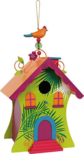 small foot Vogelhaus Hawaii aus Holz, stabil und wetterfest, Gartendeko mit Aufhängeschnur, 6365, Mehrfarbig, keine