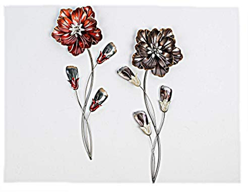 Extravagante Wanddeko Blume aus Metall rot oder braun Höhe 58 cm