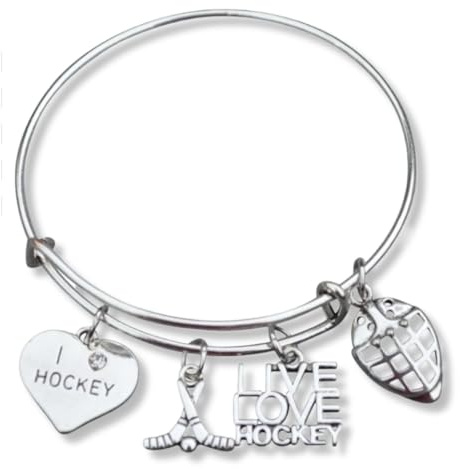 Infinity Collection Hockey Bracelet, Girls Hockey Jewelry- Ice Hockey Bangle Bracelet Gift for Hockey Players