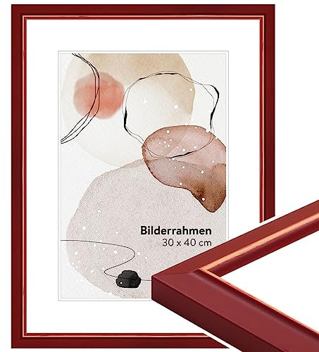 WANDStyle Bilderrahmen Rot 24x30 cm aus Holz im Landhaus-Stil zum Aufhängen, Fotorahmen Made in Germany - H340