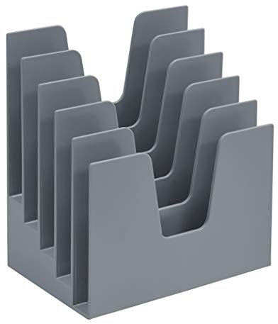 Acrimet Schreibtisch Aktenordner Sortierer Neigung, Kunststoff, 5 Abschnitte für Pasten, Dokumente, Korrespondenz (Silber Farbe)