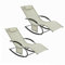 SoBuy Lot de 2 Chaises Longues Transat Pliable Jardin Fer – Bain de Soleil Ergonomique à Bascule Relax – Fauteuil Extérieur Confortable Plage pour Terrasse Balcon Camping, Beige, OGS28-MIx2
