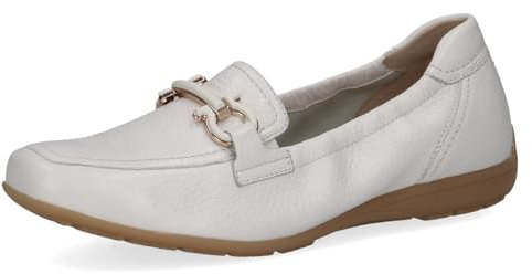 CAPRICE Damen Slipper aus Leder mit Schnalle, Weiß (White Deer), 41 EU
