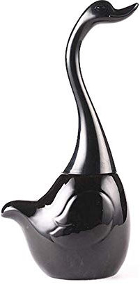 Soota Toilet Brush and Holder, Bathroom Full Closed Toilet Brush Set Ceramic Base long Plastic Handle Cleaning Brush Novelty Swan toilet brush (Black)