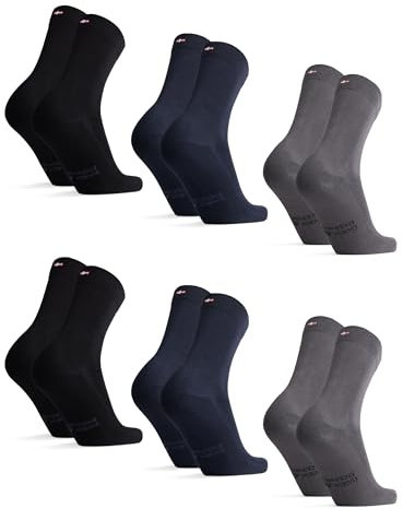 DANISH ENDURANCE 6 Paar Bambus Business Socken, Bunte Sommersocken, Superweich & Atmungsaktiv, Anti-Blasen, Unisex für Herren & Damen, Mehrfarbig (2x Schwarz, 2x Grau, 2x Marineblau), 39-42