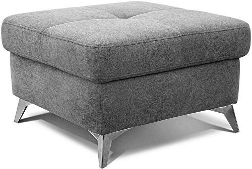 CAVADORE Polsterhocker Bali / Trendiger Sofahocker passend zum Ecksofa Bali / 72 x 46 x 72 / Grau