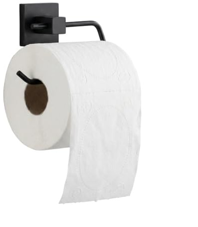FACKELMANN Toilettenpapierhalter NEW YORK/hochwertiger Klorollenhalter fürs Bad/Maße (B x H x T): ca. 12,5 x 10 x 3,5 cm/Accessoire fürs Badezimmer/kubisches Industriedesign/Farbe: Schwarz