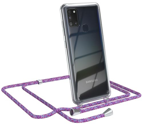 EAZY CASE Handykette kompatibel mit Galaxy A21s Handyhülle mit Umhängeband, Handykordel mit Schutzhülle, Silikonhülle, Hülle mit Band, Stylische Kette für Smartphones, Unicorn