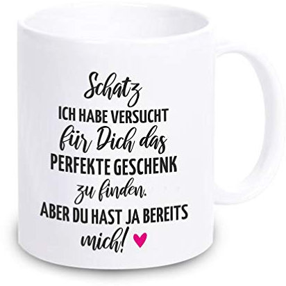 4you Design Tasse Schatz ich habe versucht (pink) – Geschenk für Frauen und Männer zum Valentinstag – Kaffeebecher mit Henkel als Geschenkidee zum Jahrestag, Jubiläum – spülmaschinengeeignet – 330ml