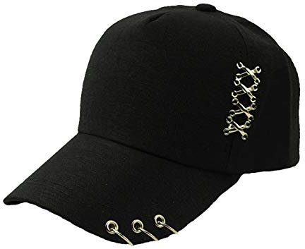 OVOY- Kpop Hat Ring Baseball-Cap - Suga-Snapback Baseball Cap with Iron Rings (Black-2)