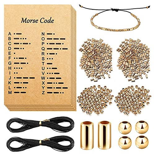 XINHE DIY Morsecode Armbandherstellung Set, Morsecode Decodierkarte Handgemachte Perle verstellbare Armbänder für DIY Schmuckherstellung