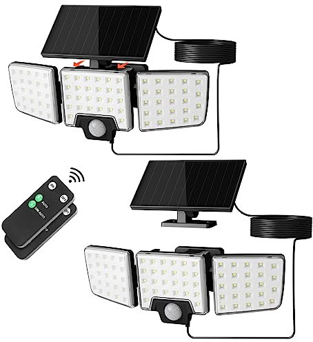 Lepro Solarlampen mit Bewegungsmelder für Außen, 2 in 1 Separiert und Integriert Solar Außenleuchte mit Fernbedienung IP65 Solarleucht mit 2 Lichtmodi Led Solar Strahler für Hof Garage, 2 Pack