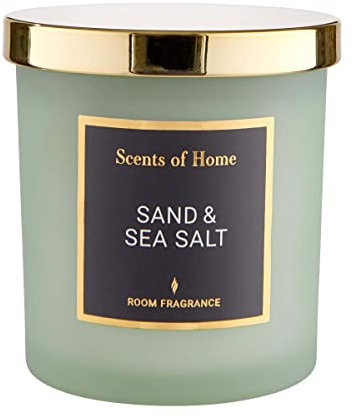 BUTLERS Duftkerze im Glas mit Deckel -Sand & Sea Salt SCENTS of Home- Natürliche Sojawachs-Kerze 30 Std. Brenndauer | Aromakerzen & Aromatherapie-Duft für den Winter
