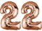DekoRex Folienballon Rosegold 40cm Geburtstag Jubiläum Hochzeit Deko (Zahl 22)