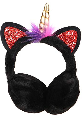 SOIMISS Ohrenwärmer Winter Ohrenschützer Plüsch Einhorn Ohrenw?rmer: Schwarz Warm Ohrenschutz Kinder ? Ski Radfahren Outdoor Ohrenschützer Weihnachten Neujahr Gehörschutz Kinder