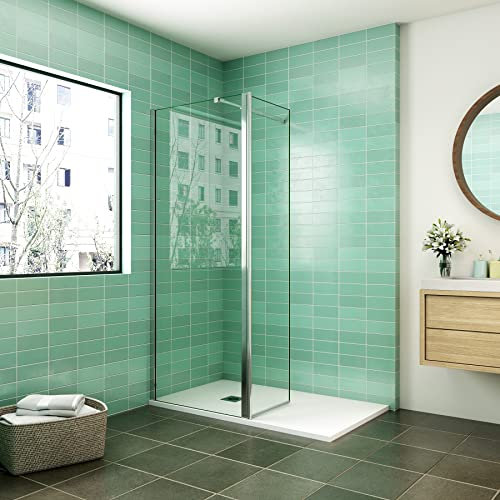 AICA paroi de douche 80x200cm avec un retour pivotant 50cm livré avec une barre de stabilisation extensible
