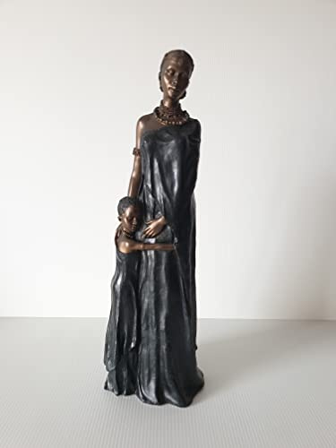 SILVERFOX Dekofigur Massai Mutter mit Kind Afrika Skulptur Afrikanische Figur Kenia Safari Zulu African Woman