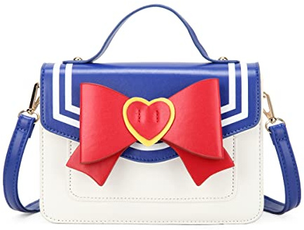 Sunwel Fashion Kawaii Anime Cosplay Sac à main avec nœud Pierre Chaîne Sac à bandoulière (bleu)
