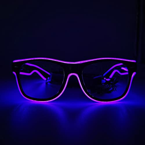 NIWWIN LED Brille, Cyberpunk LED Brille, flexibler Draht Neon Brille,Flashing LED Sonnenbrille Kostüme für Cosplay, Bar, Club, Partybrille, Geschenk, Party Gadgets, EDM, Halloween (1, Lila)