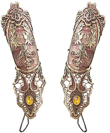 Borsgye Gothic Armbänder Schmuck Spitze Halsband Vampir Armband Lace Fingerlose Handschuhe Victorian Steampunk Retro Zahnräder Vintage Halsband für Halloween Ostern 1 Paar - S257