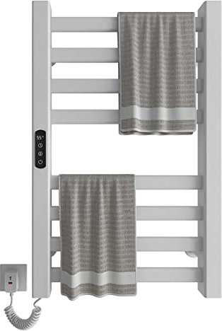 Portasciugamani Elettrico 450x700mm Scaldasalviette Radiatore da Bagno Elettrico Portasciugamani intelligente Termosifone Asciugabiancheria, riscaldamento in fibra di carbonio, antracite-White Left