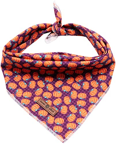 Lionet Paws Halloween Dog Bandana for Small Medium Large Dogs, Cat Dog Kerchief Dog Triangle Bibs Scarf Pumpkin for Girl or Boy