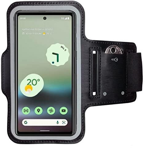 CoverKingz Sportarmband für Google Pixel 6a - Handy Armband Schwarz | Armtasche mit Schlüsselfach, Oberarm Halterung, Sport Laufarmband