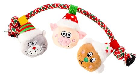 Dingo Plüsch Hundespielzeug Leine ELF Brothers 34 cm Geschenk für einen Hund Weihnachten Spielzeug mit einem Quietscher Spiel mit Hund 17479