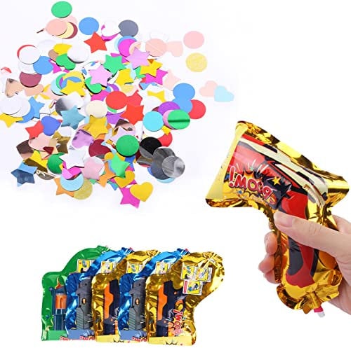 Creaher Party Popper Konfettikanone 5 Stück, Party Confetti Kanone Set, Konfetti Bombe Pistolen Konfetti Pistole für Geburtstage Silverster Hochzeit Party