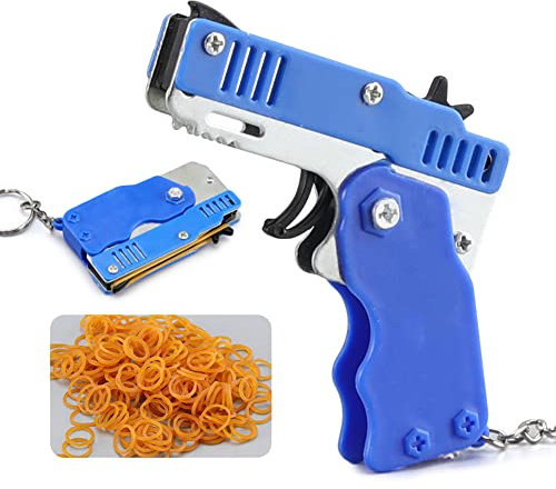 ni Pendant Transtter Portable th Key Cn Rubber Band Foldable Buts Rubber Band Pistol Metal Elastic Safe for Children Ftival Gift
