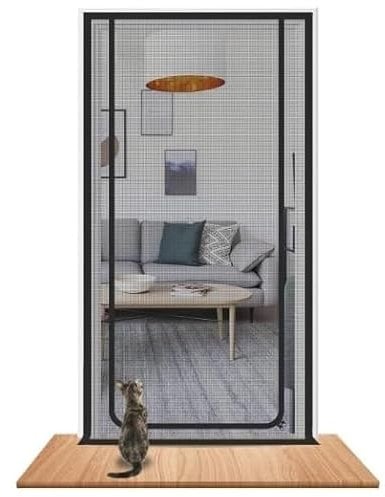 Cat Screen Katzennetz für Balkon, Haustiere Bildschirm Tür, verhindern, DASS Katzen aus Laufen, Katze Mesh Tür Bildschirm für Wohnzimmer, Schlafzimmer, Küche (Passende Türgröße: 100cm x 210cm)