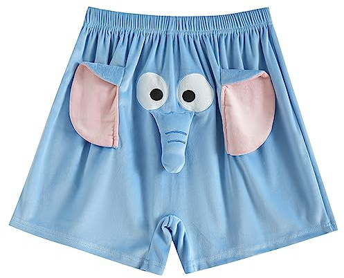 Pantalones Cortos de Pijama para Hombre y Mujeres Pantalones Cortos Divertidos Pajama Shorts Elastico Comodo Suave Ropa de Dormir Casa Pyjama Casual Un Regalo Divertido (Azul, XL)