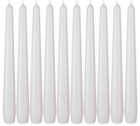 BRUBAKER Premium Spitzkerzen Weiß - 50 Stück - bis zu 7,5 Stunden Brenndauer pro Kerze - 24 cm Tafelkerzen Set für Kerzenständer und Kronleuchter - Leuchterkerzen Halterkerzen